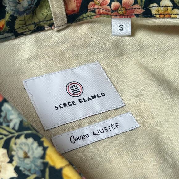 Serge Blanco Liberty Fabric Floral Shirt Navy Cotton Tailored Fit S - Picture 10 of 10